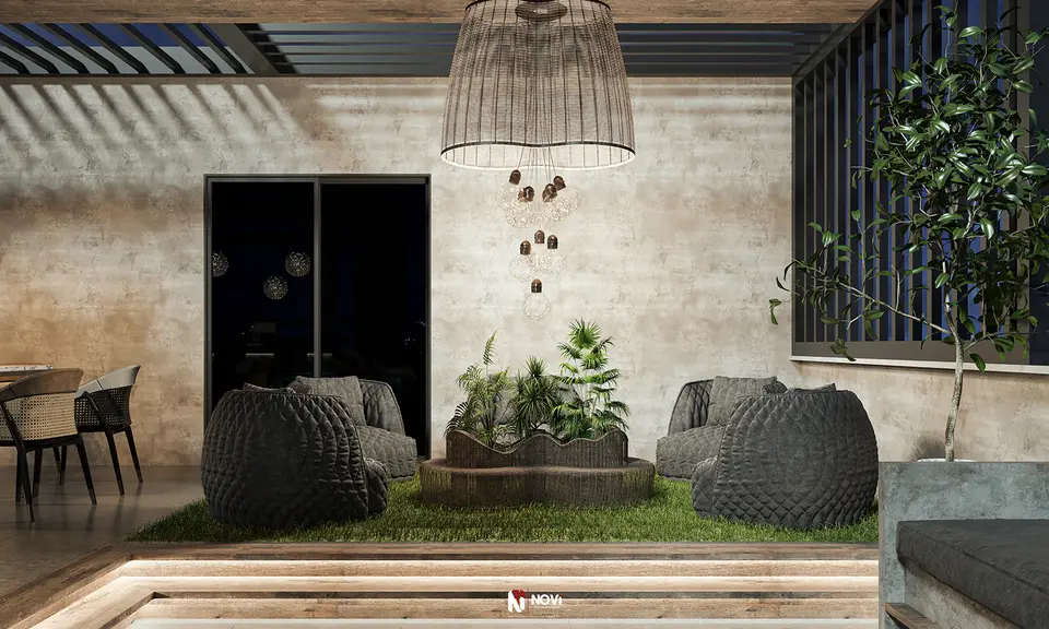 roof terrace with pergola, outdoor kitchen and fire pit — designed by NoVi Designs & Finishing (1 of 8)