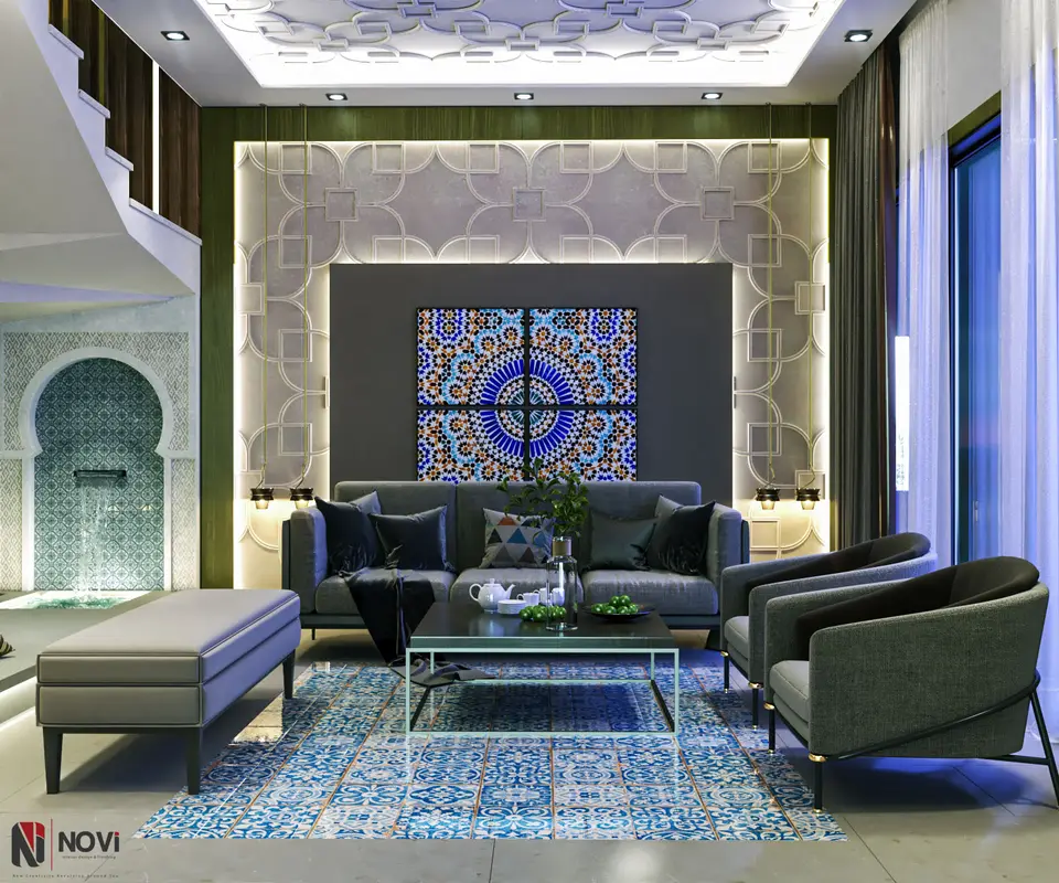 Andalusian-inspired living room with patterned tiles — designed by NoVi Designs & Finishing (1 of 12)