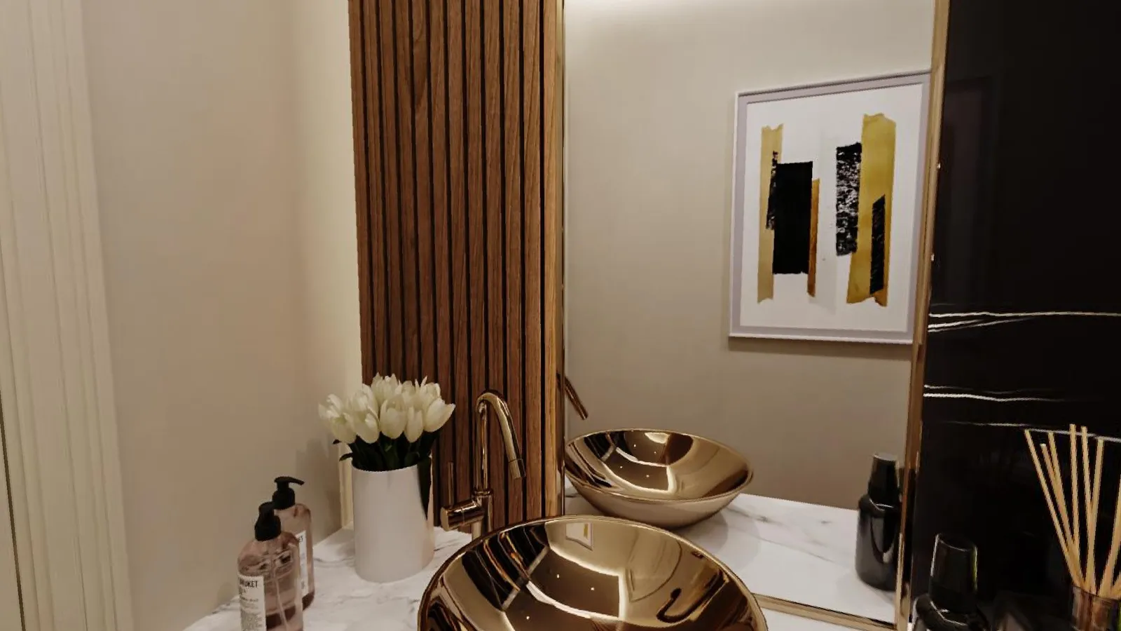 سكن كابيتال جاردنز — حمام الضيوف